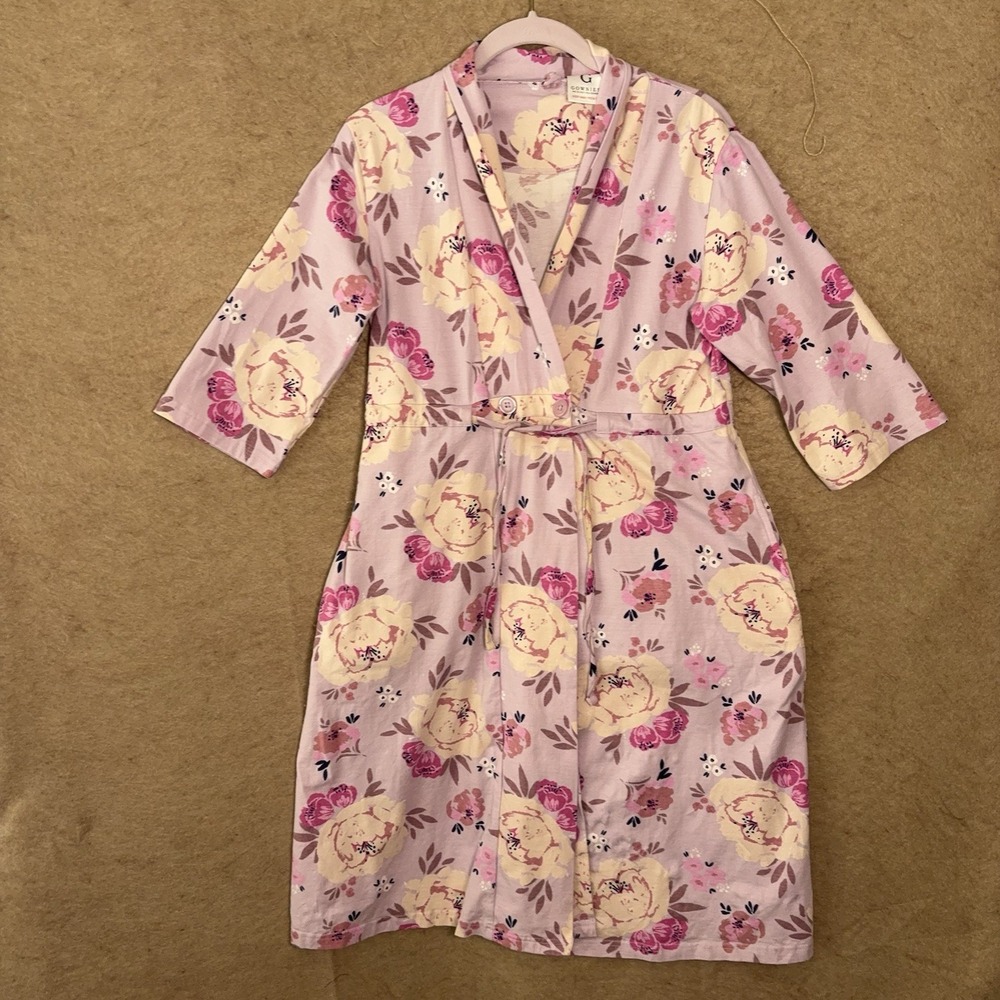 Gownies Recovery Robe Womens XS /‎ S Pink Floral Pockets Stretch